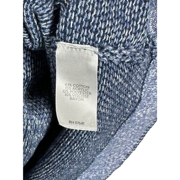 J Jill Pure Jill Size M Indigo Blue Marled Funnel Neck Pullover Sweater Hoodie - Picture 5 of 5